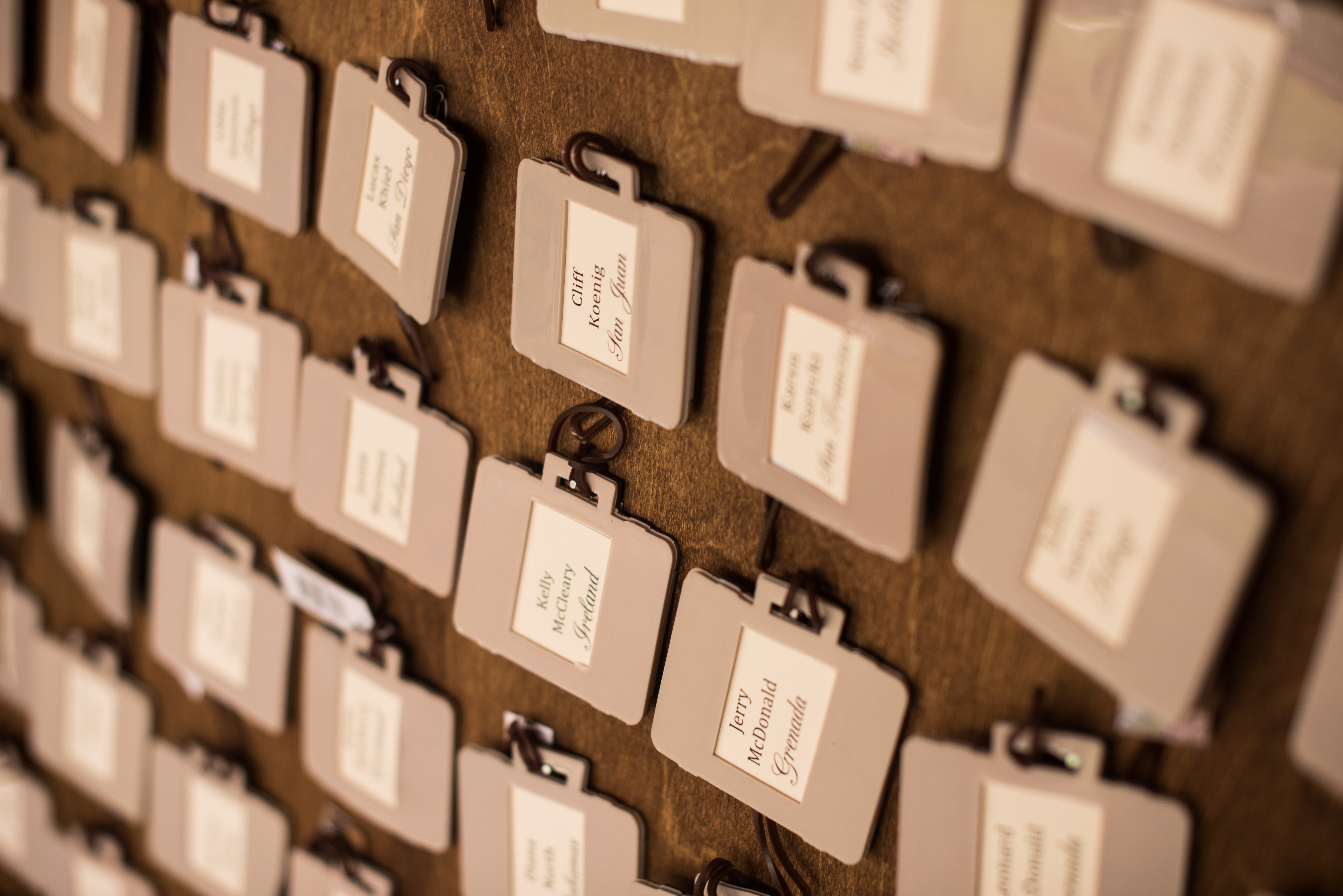 Luggage tags as wedding placecards