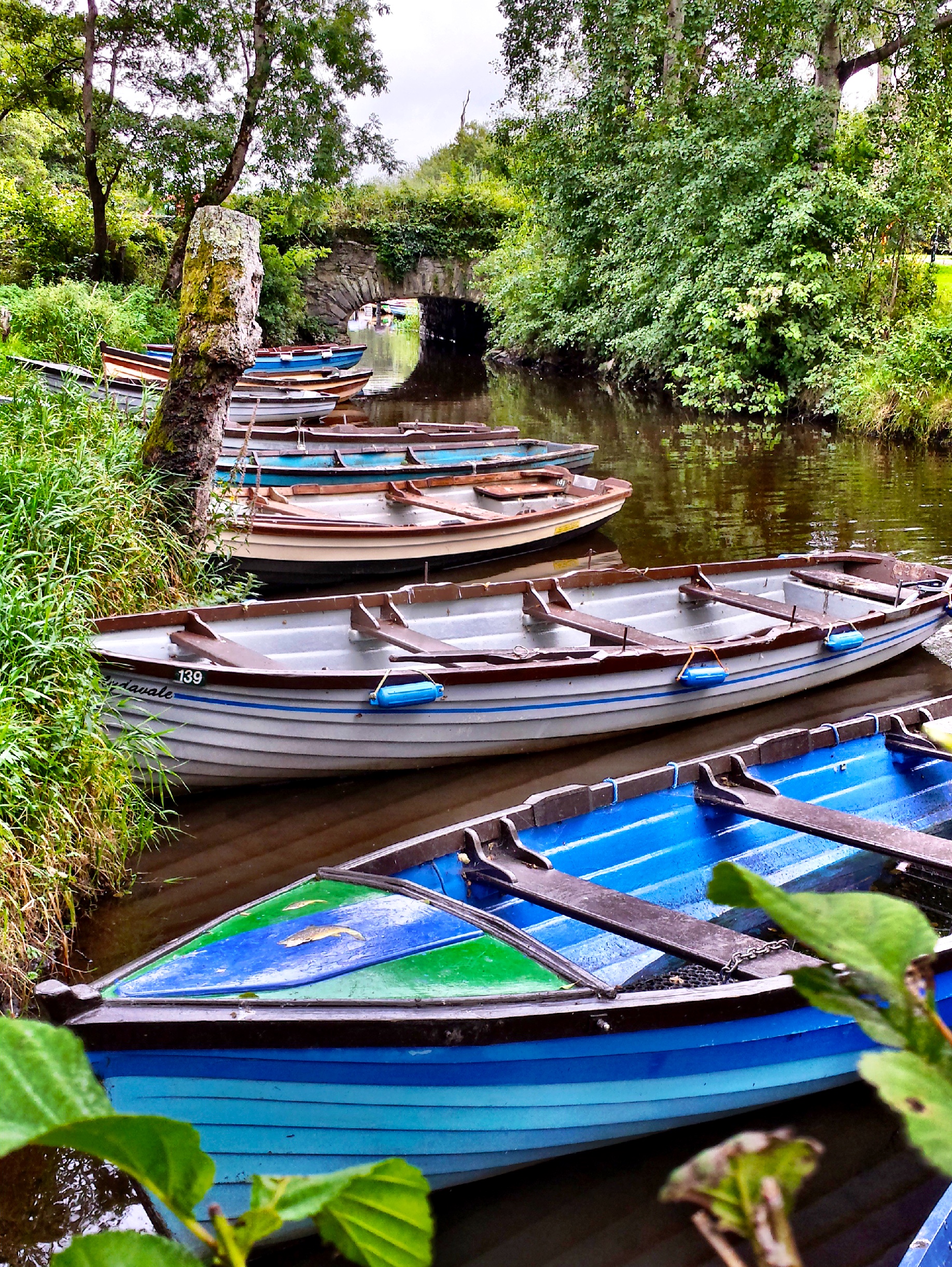 Boats at Ross Castle in Killarney, Ireland