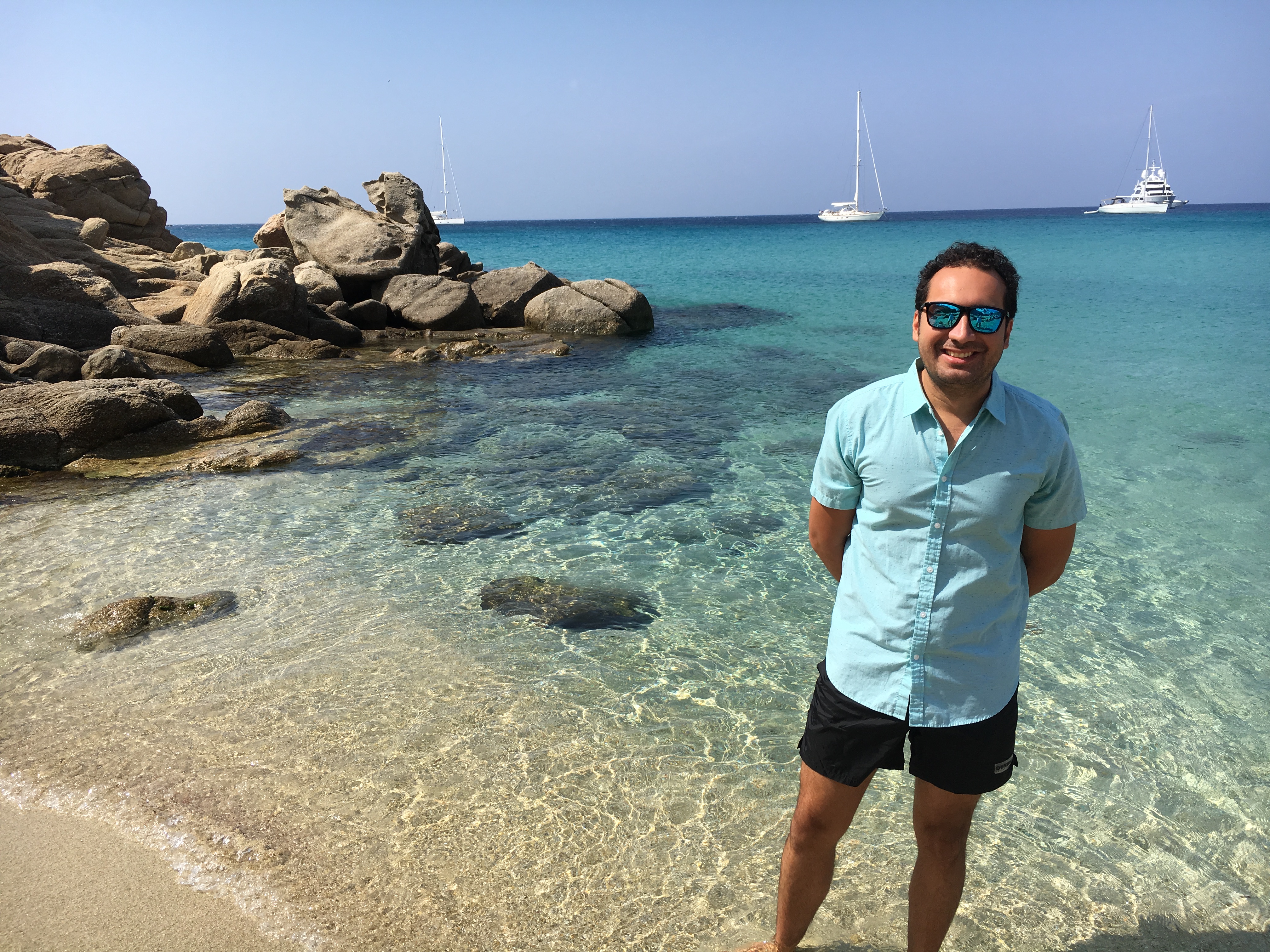 Beautiful beach of Platis Gialos in Mykonos