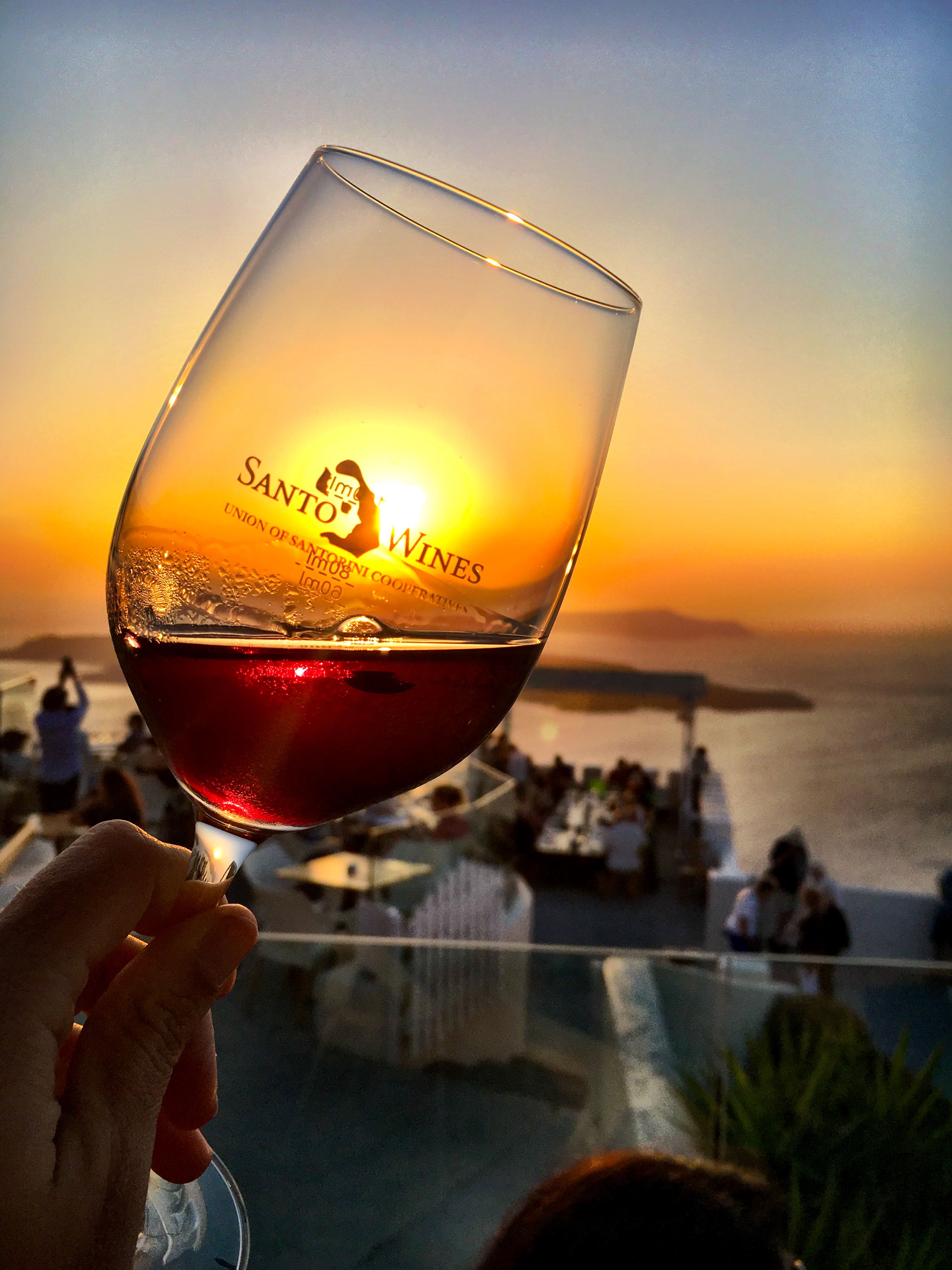 Santo Wines at sunset in Santorini, Greece