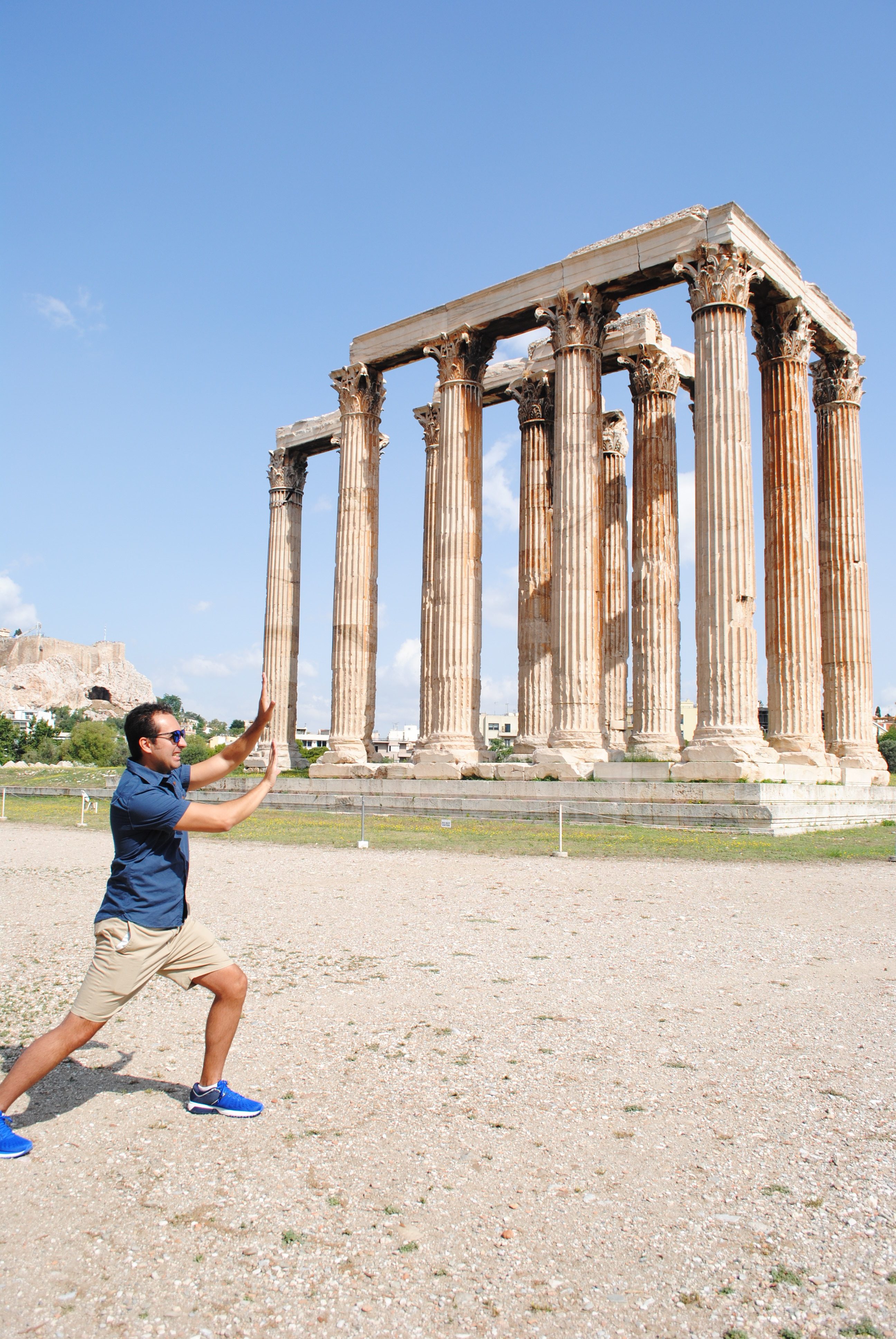 Having some fun at the Temple of Olympian Zeus