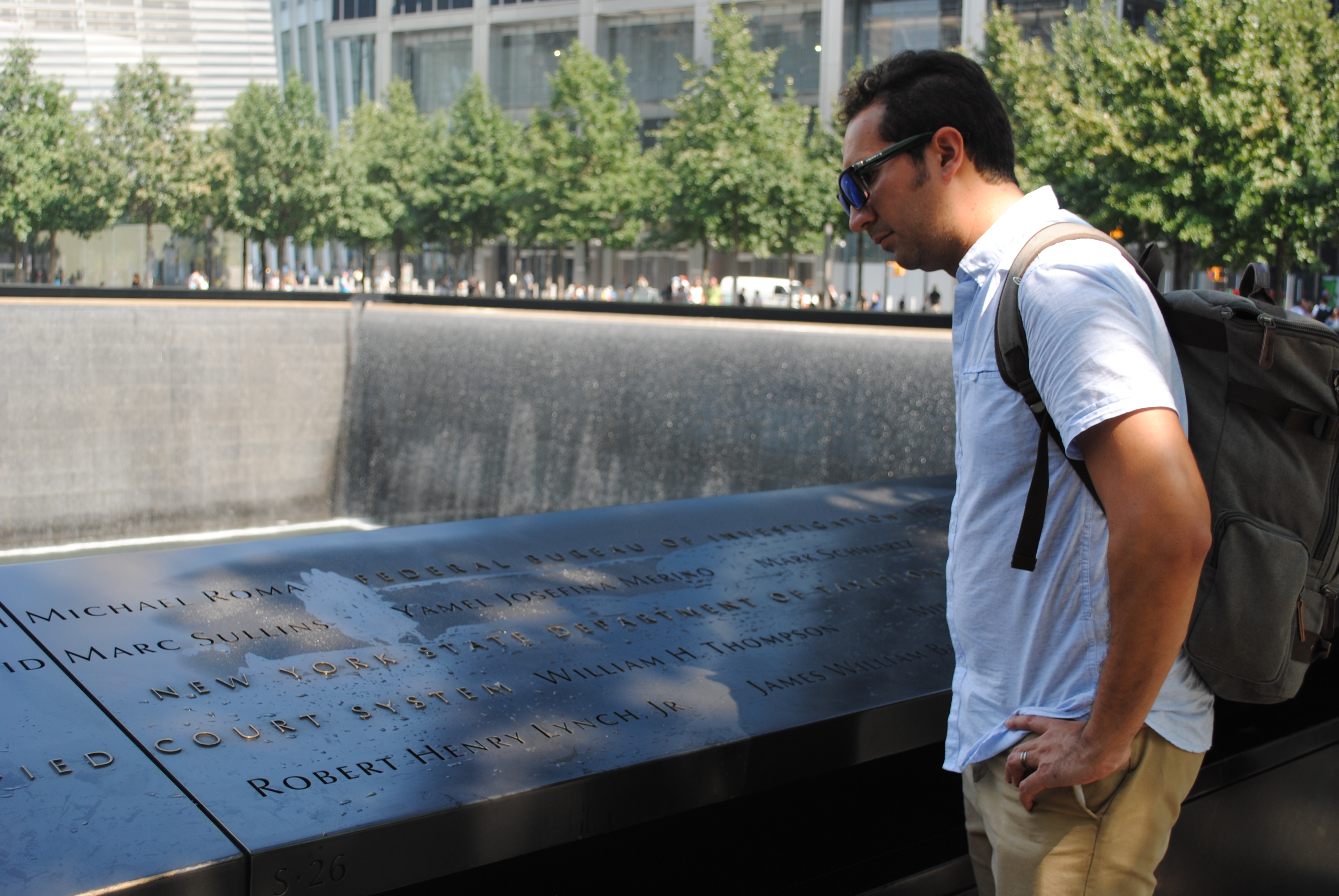 Reading names of the victims at the 9/11 Memorial