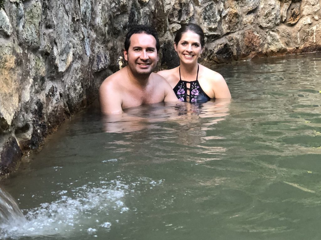 Relaxing in Caldeira Velha hot springs, Azores