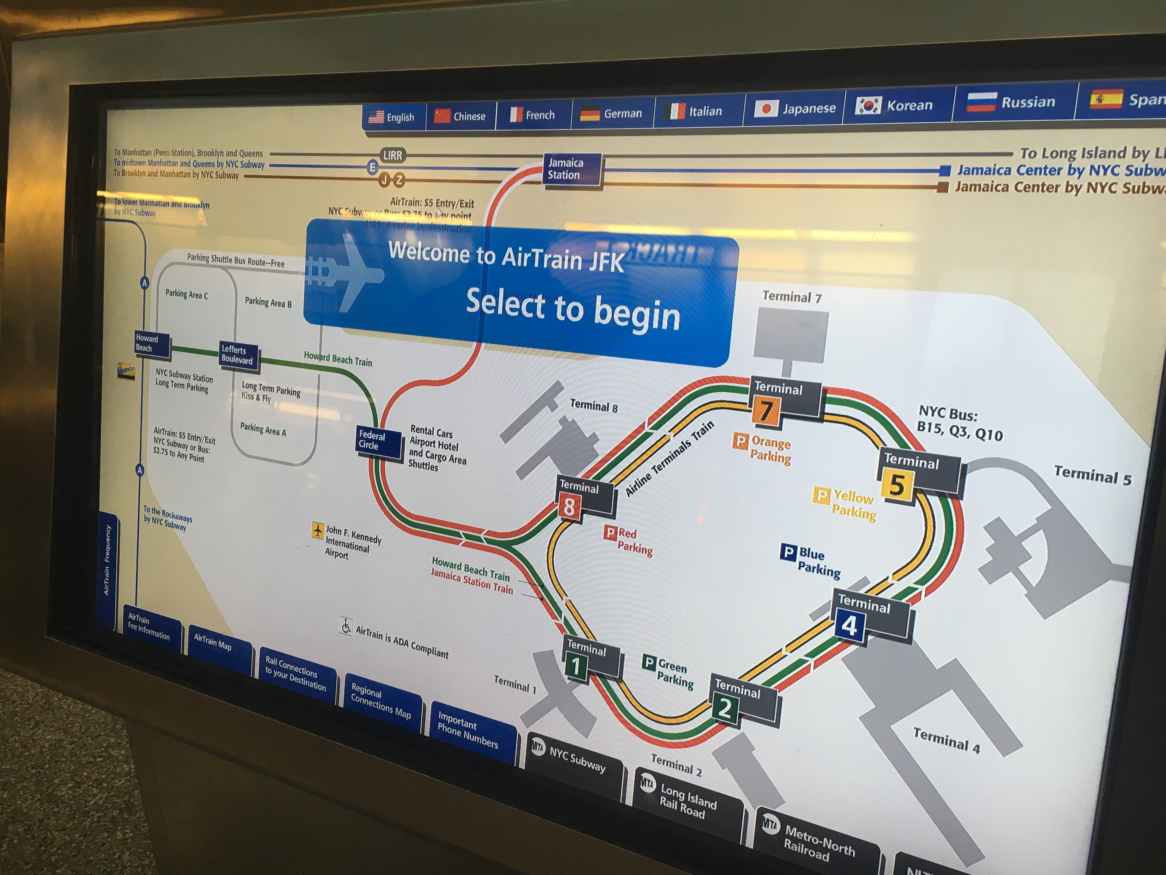 Take the AirTrain to Manhattan from JFK airport