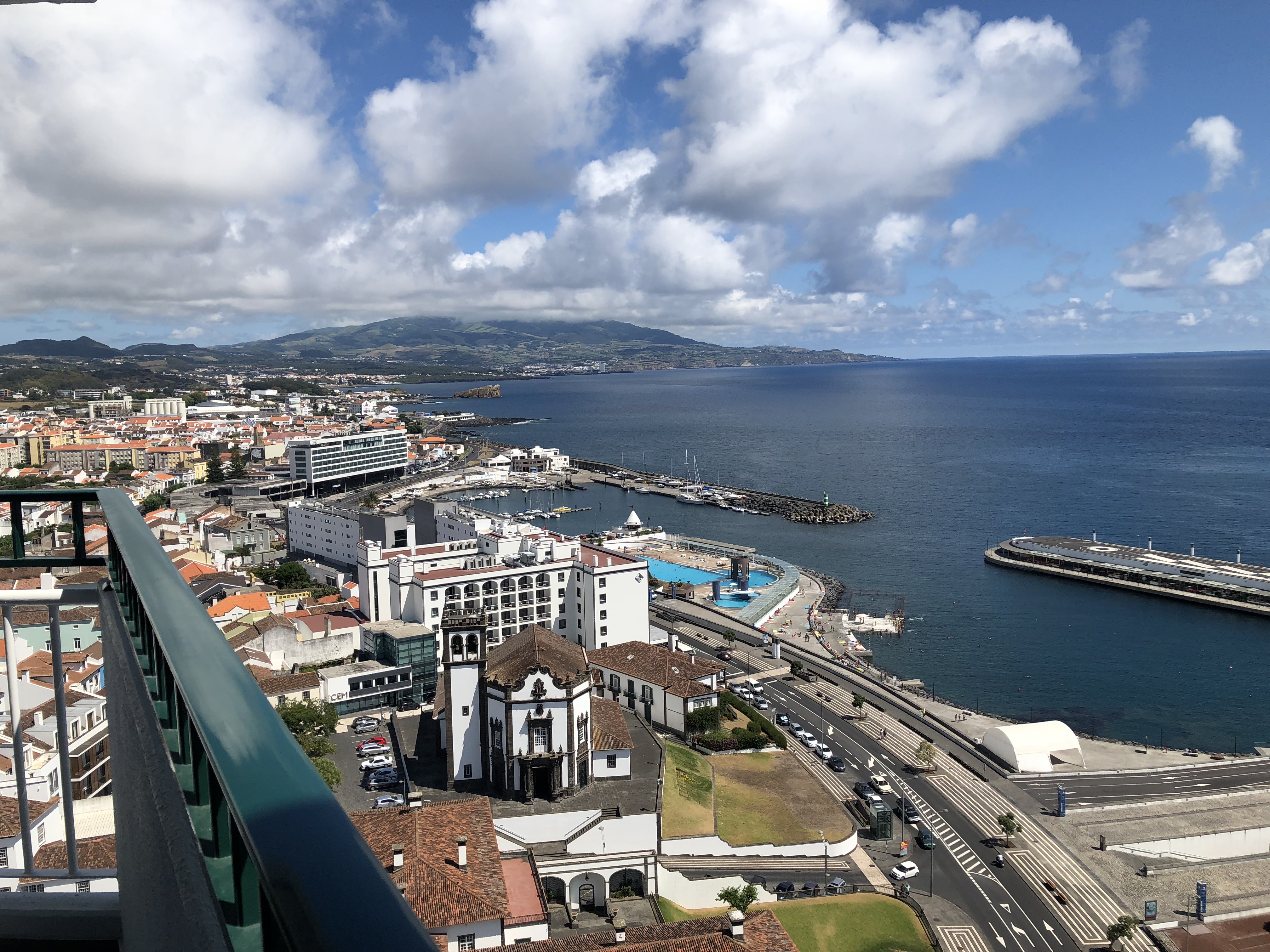 Waterfront view from a balcony in Ponta Delgada, Azores
