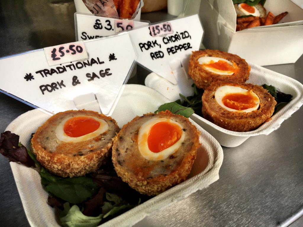 Try scotch eggs in London