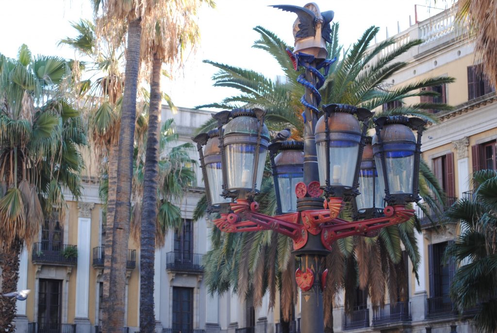 Plaza Real lampposts designed by Gaudi