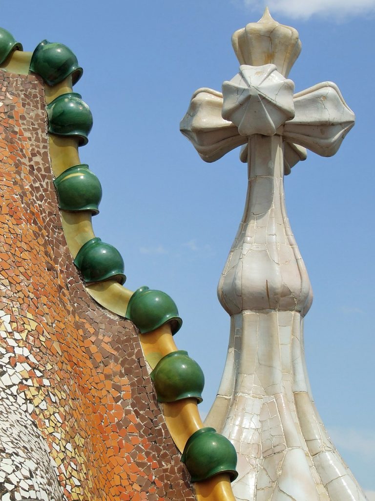 Roof of Casa Batllo, Gaudi building in Barcelona