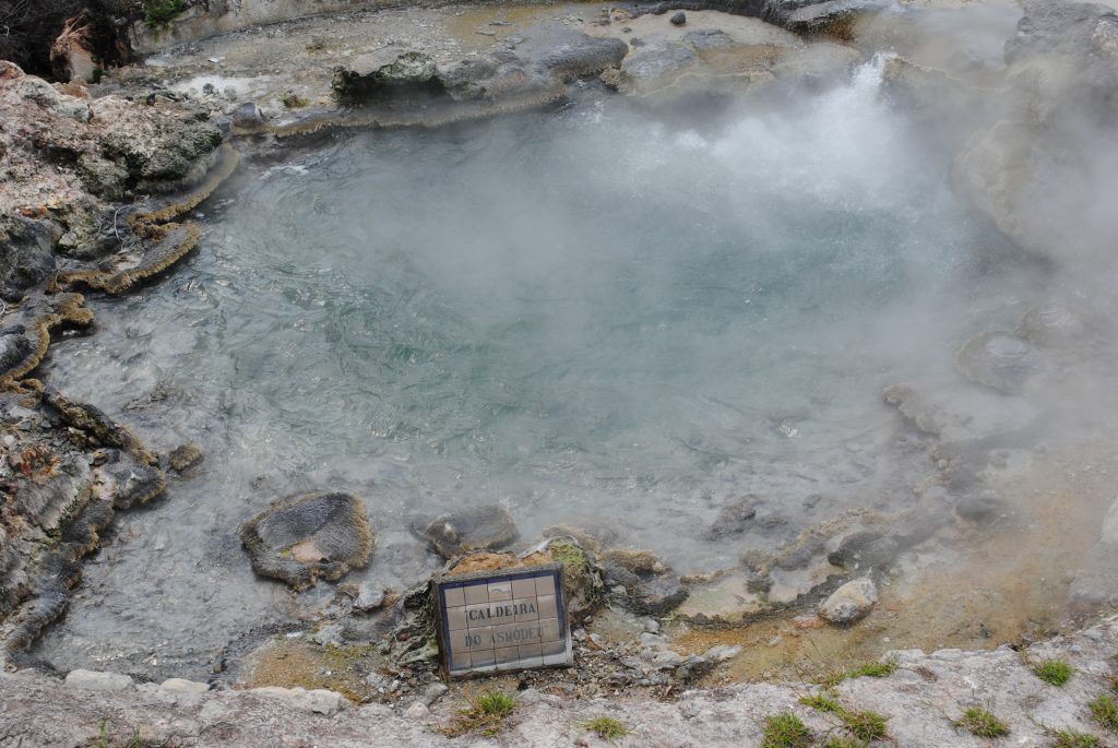 Geyser in downtown Furnas, Azores