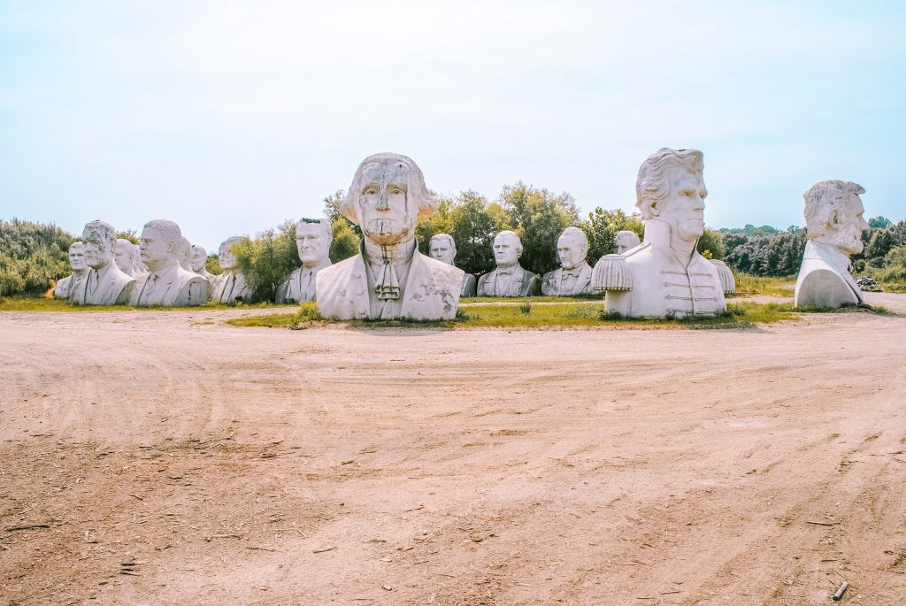 President heads statues near Williamsburg, Virginia