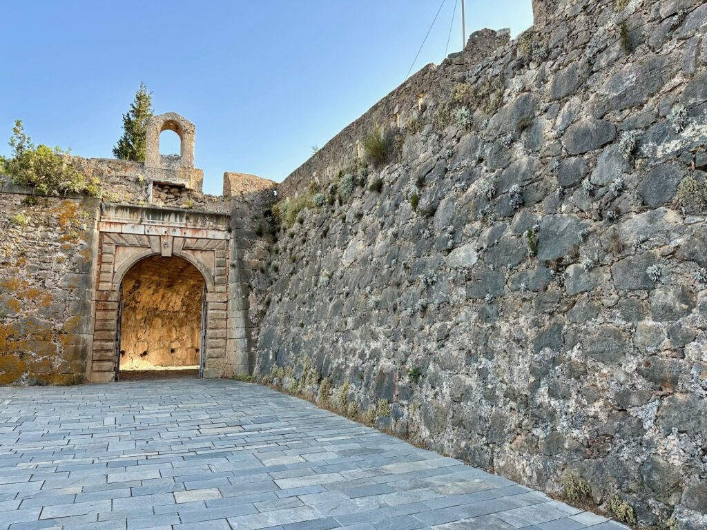 Exterior of Assos Castle ruins in Kefalonia, Greece