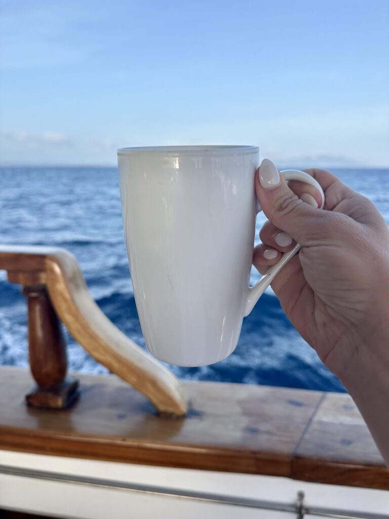 Coffee on board the Aegeotissa II in the Ionian Islands