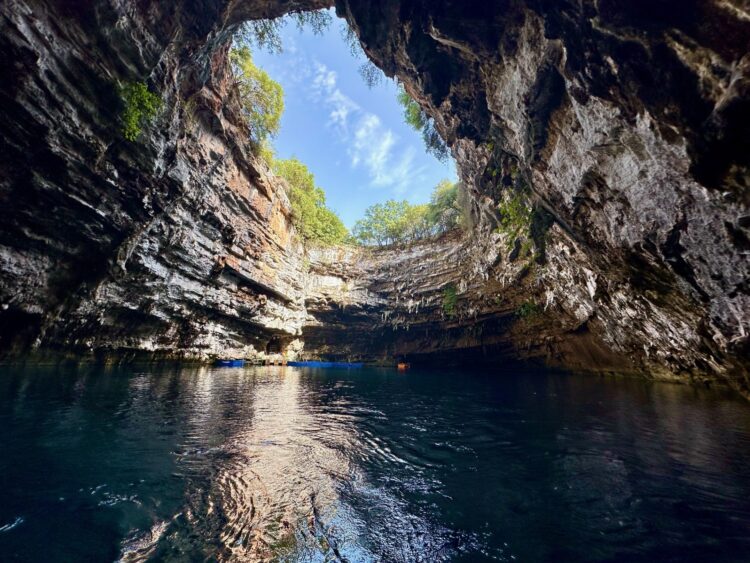 View inside Melissani Cave, Kefalonia, Ionian Islands