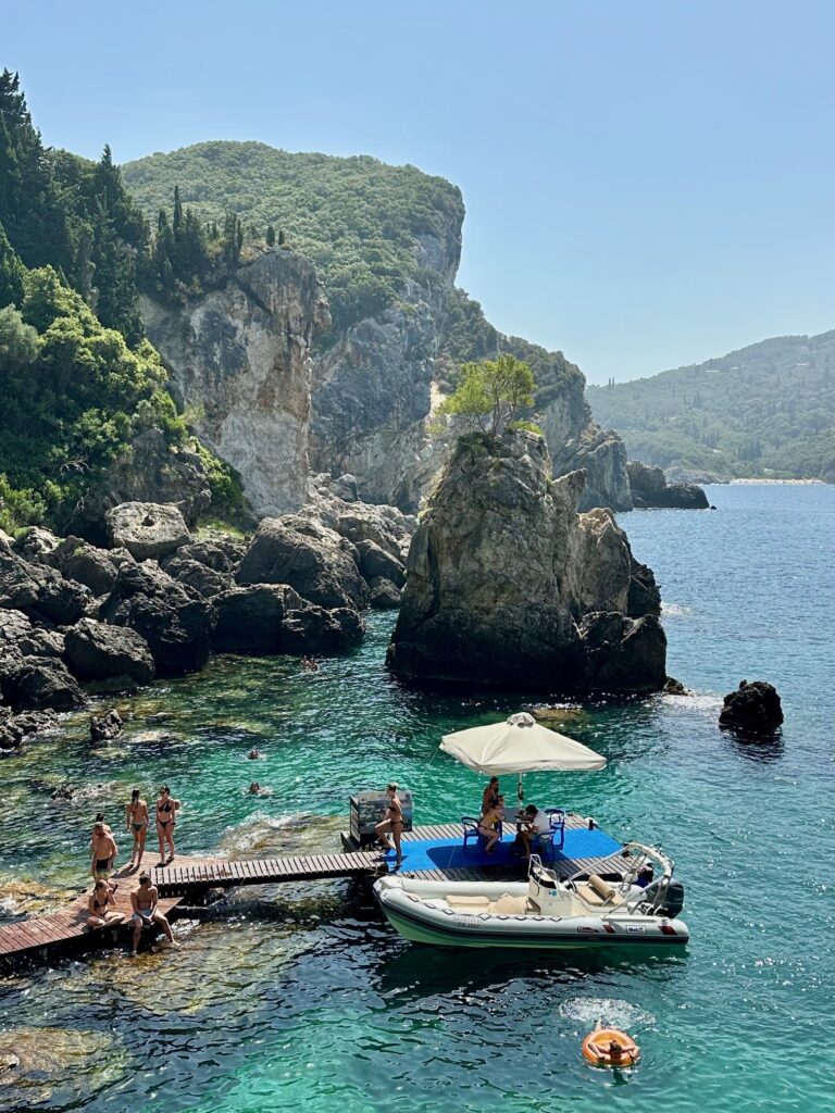 View of the mountainside from La Grotta Lounge, Corfu Island, Greece