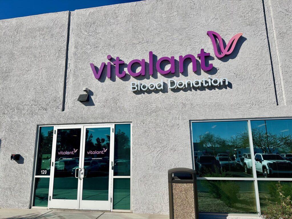 Exterior of the Vitalant Blood Donation Center in Tempe, AZ