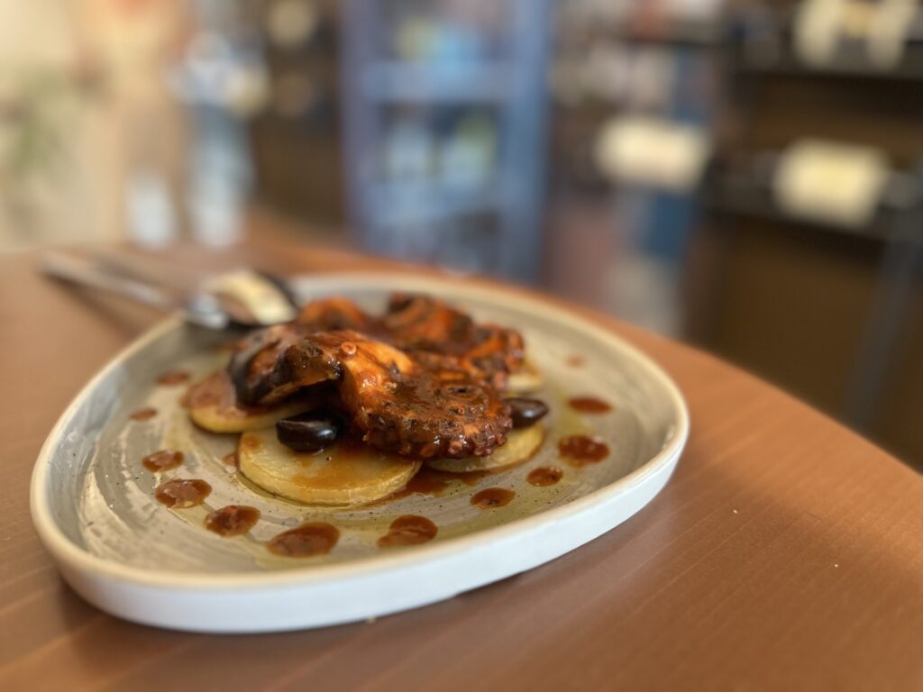 Octopus dish at Sensi Di Vino wine bar in Polignano A Mare, Italy